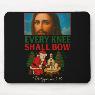 Hugvyn Every Knee Shall Bow Santa Jesus Nativity C Mouse Pad