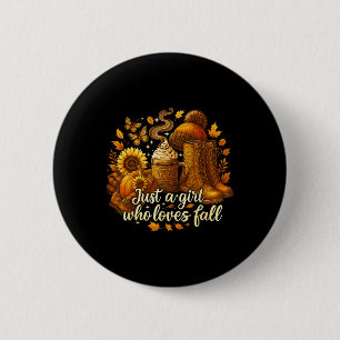 Hugvyn Fall Autumn_ Just A Girl Who Loves Fall Cow 2 Inch Round Button
