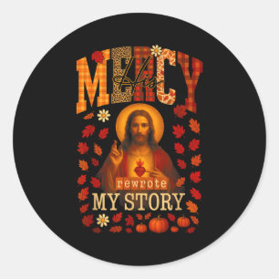 Hugvyn Fall His Mercy Rewrote My Story Christian J Classic Round Sticker