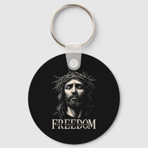 Hugvyn Freedom Jesus Christian Face Crown God Fami Keychain