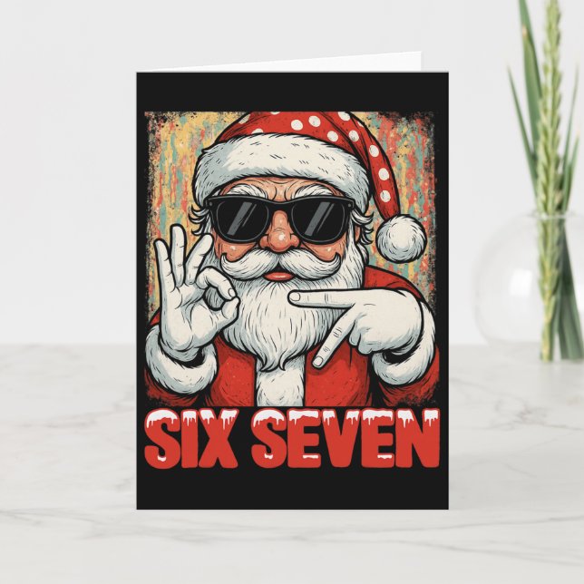 Hugvyn Funny Six Seven Meme Christmas Cool Santa S Card (Front)