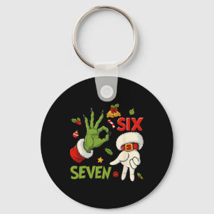 Hugvyn Funny Six Seven Meme Christmas Santa Saying Keychain
