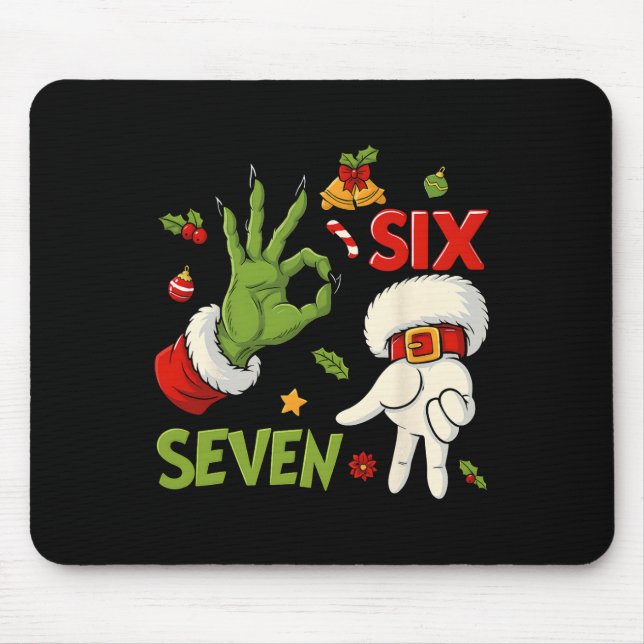 Hugvyn Funny Six Seven Meme Christmas Santa Saying Mouse Pad (Front)