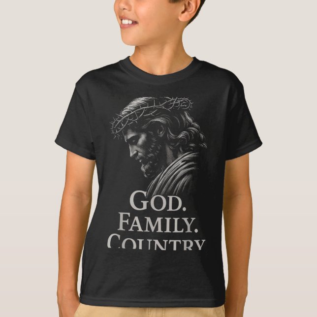 Hugvyn God Family Country Jesus Christian Faith Mi T-Shirt (Front)