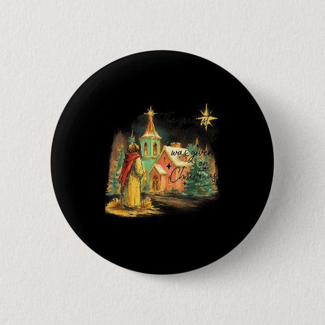 Hugvyn Greatest Gift Of All Religious Christmas Na 2 Inch Round Button (Front)
