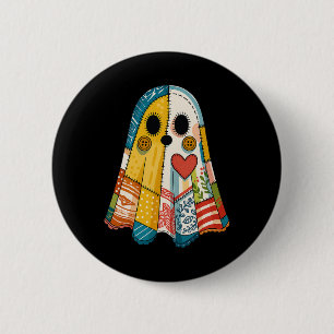 Hugvyn Halloween Patchwork Ghost Spooky Quilt Ghos 2 Inch Round Button