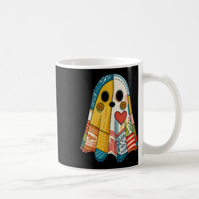 Hugvyn Halloween Patchwork Ghost Spooky Quilt Ghos Coffee Mug (Right)