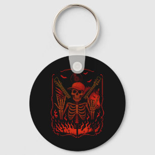 Hugvyn Halloween Skeleton Rock Hand Rocker Mens Bo Keychain