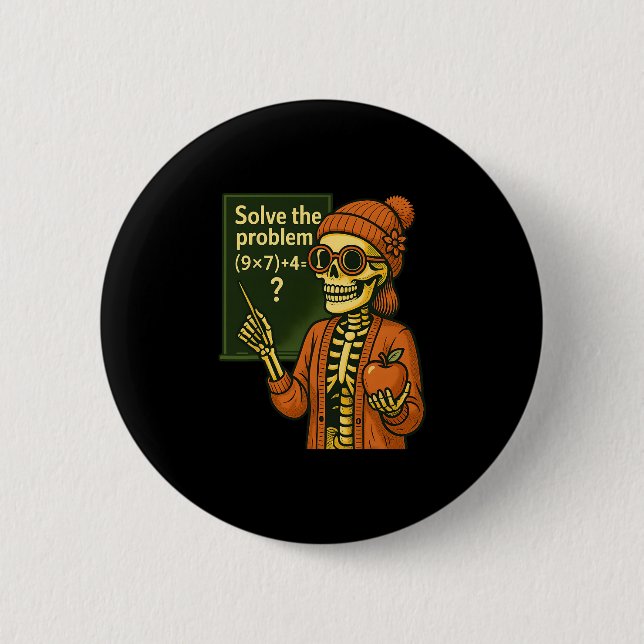 Hugvyn Halloween Skeleton Six Seven 67 Meme Pemdas 2 Inch Round Button (Front)