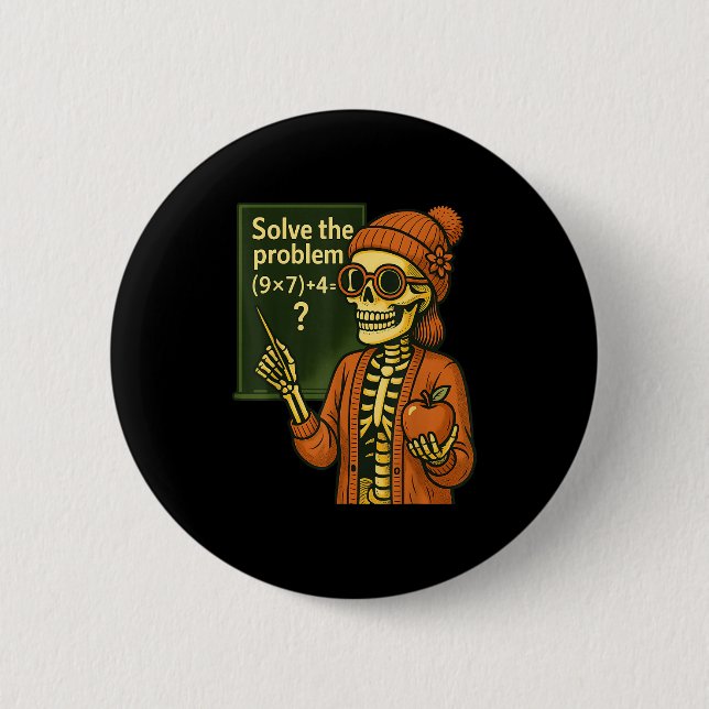 Hugvyn Halloween Skeleton Six Seven 67 Meme Pemdas 2 Inch Round Button (Front)