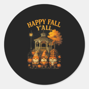Hugvyn Happy Fall Y'all Gnome Pumpkin Autumn Thank Classic Round Sticker