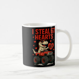 Hugvyn I Steal 67 Hearts Valentine Dinosaur Monste Coffee Mug