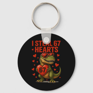 Hugvyn I Steal 67 Hearts Valentine Dinosaur Six Se Keychain