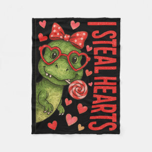 Hugvyn I Steal Hearts Boys T Rex Valentine Dinosau Fleece Blanket