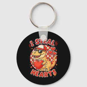 Hugvyn I Steal Hearts Valentine Boys Dinosaur Hold Keychain