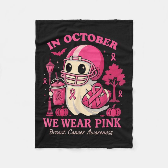Hugvyn In October We Wear Nk Ghost Halloween Breas Fleece Blanket (Front)