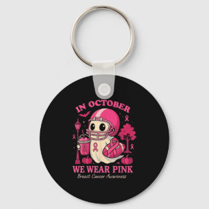 Hugvyn In October We Wear Nk Ghost Halloween Breas Keychain
