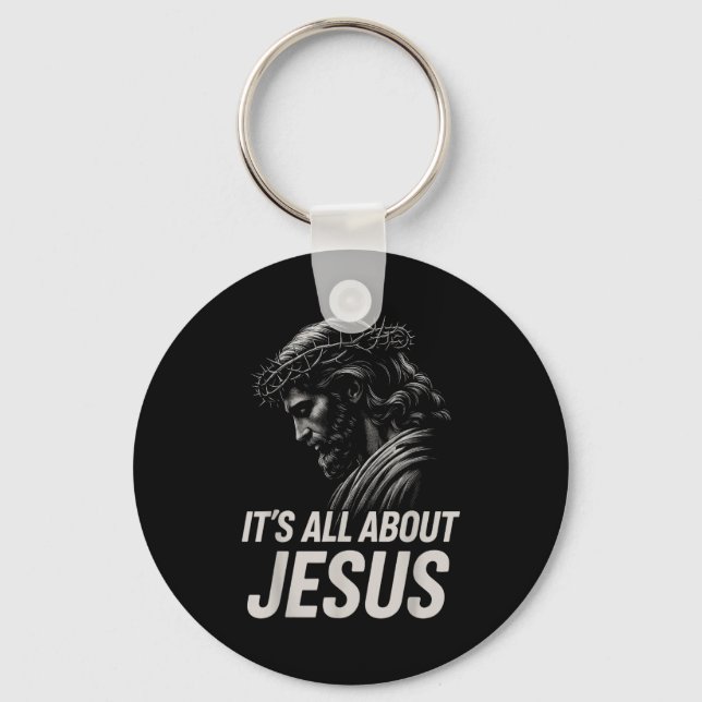Hugvyn Its All About Jesus Christian Faith Patriot Keychain (Front)