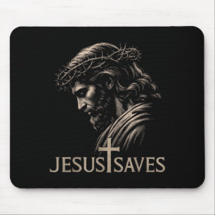 Hugvyn Jesus Saves Minimalist Christian Faith Cros Mouse Pad