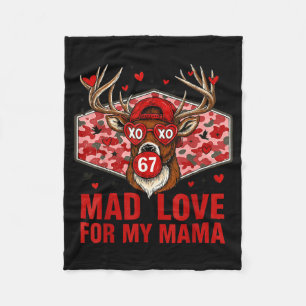 Hugvyn Mad Love For Mama 67 Deer Hunting Valentine Fleece Blanket