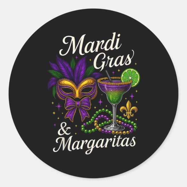 Hugvyn Mardi Gras And Margaritas Louisiana New Orl Classic Round Sticker (Front)