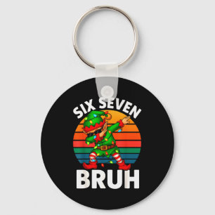 Hugvyn Six Seven 6 7 Meme Dabbing Elf Merry Christ Keychain