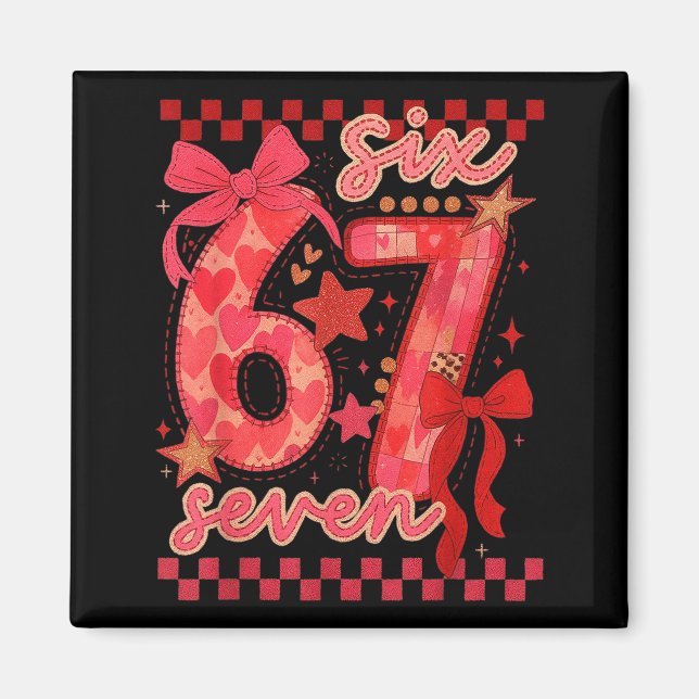 Hugvyn Six Seven Valentine 6 7 Meme Checkered Coqu Magnet (Front)
