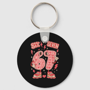 Hugvyn Six Seven Valentine Love 67 Preppy Coquette Keychain