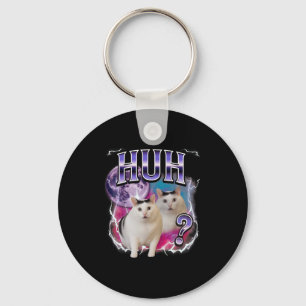 Huh Cat Chonky Meme Funny Confused Cat Meme Lovers Keychain