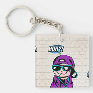 huh? cats questioning  keychain