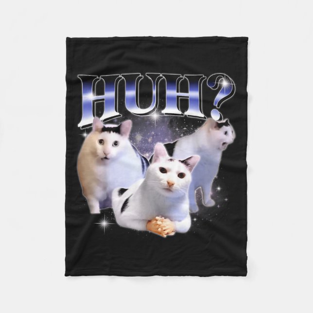 Huh Funny Dank Cat Stud Oddly Bootleg Specific Dan Fleece Blanket (Front)