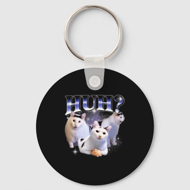 Huh Funny Dank Cat Stud Oddly Bootleg Specific Dan Keychain (Front)