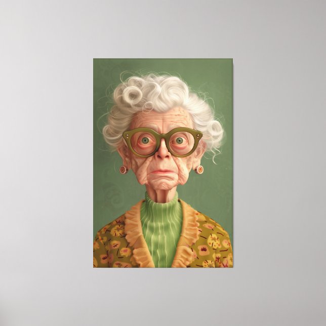 Huh? Grandma Portrait Canvas Print (Front)