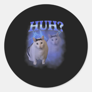 Huh Silly Cat Meme Funny Oddly Bootleg Specific Da Classic Round Sticker