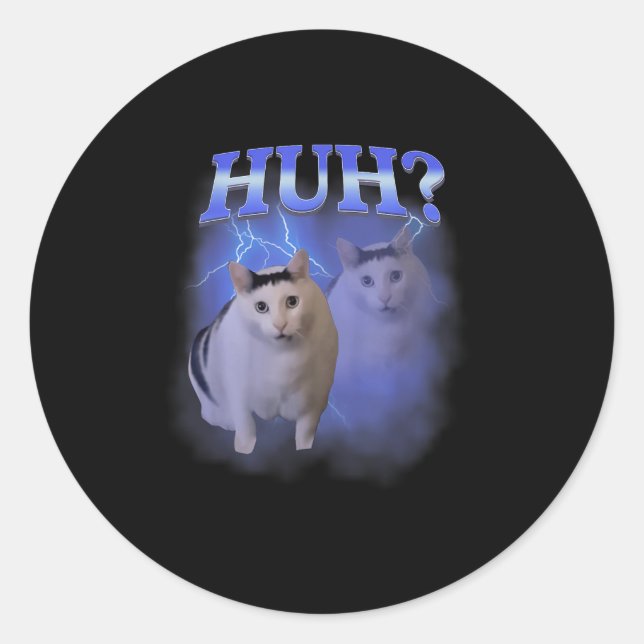 Huh Silly Cat Meme Funny Oddly Bootleg Specific Da Classic Round Sticker (Front)