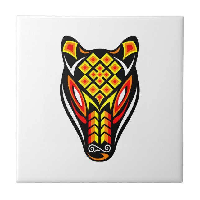 Huichol Bear Mask Tile (Front)