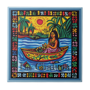 Huichol Loteria Ceramic Tile: La Chalupa Ceramic T Tile