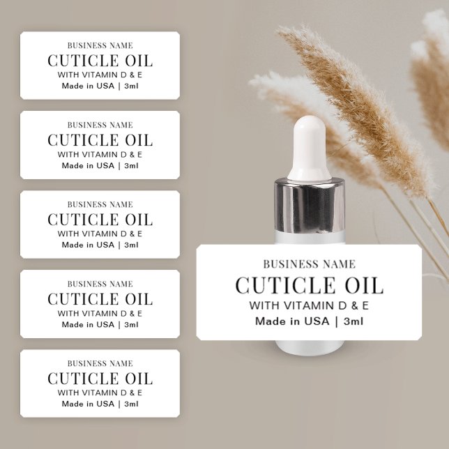 Huile de cuticule 3ml MINI Étiquette bouteille de  (Simple nail and cuticle oil dropper bottle product label with fully editable design)