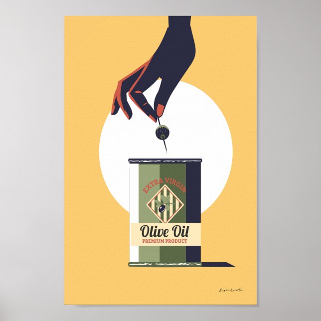 Huile d'olive peut rétro cuisine poster vintage (Devant)