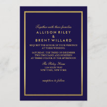 Huile d'or Faire-part de mariage classique - bleu 