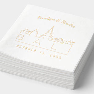 Huile d'or Personnalisé Bali Mariage Napkins