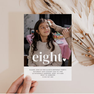 Huit Coeurs Photo Invitation d'anniversaire