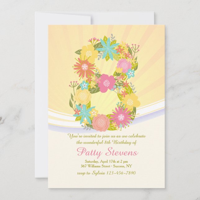 Huit Est Une Merveilleuse Invitation Anniversaire (Devant)