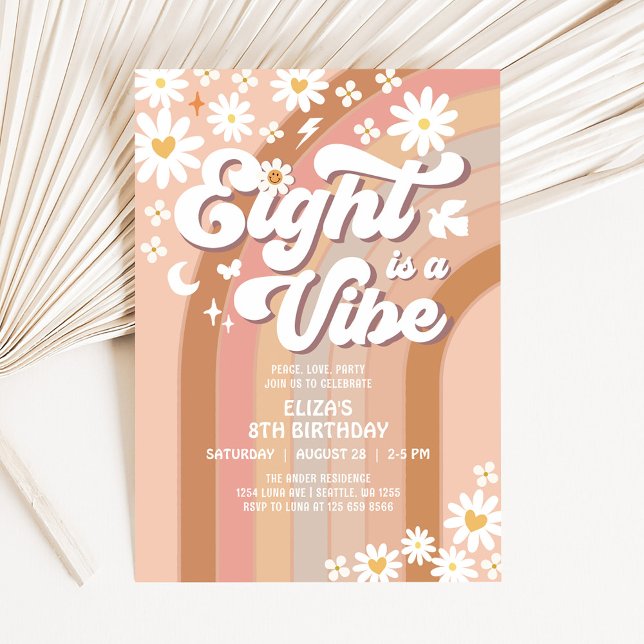 HUIT est une vibe Anniversaire Invitation Hippie A (Créateur téléchargé)
