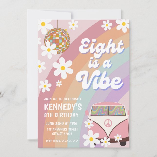 Huit est une vibe invitation de 8ème anniversaire (Devant)