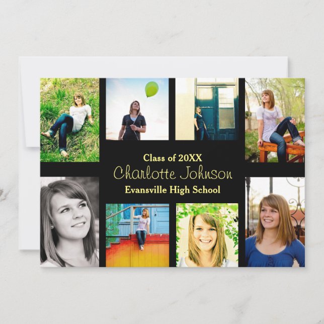 Huit/Neuf Photos Noir - Faire-part Grad (Devant)