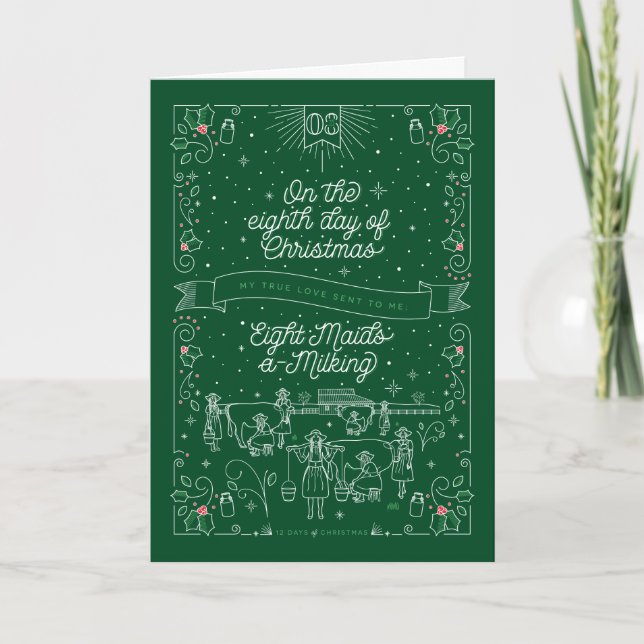 HUITIÈME JOUR DE NOËL / Carte de Noël pliée (Devant)