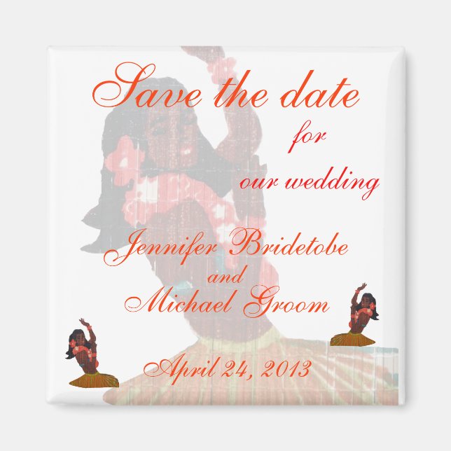 Hula Aloha Tropical Wedding Magnet (Front)