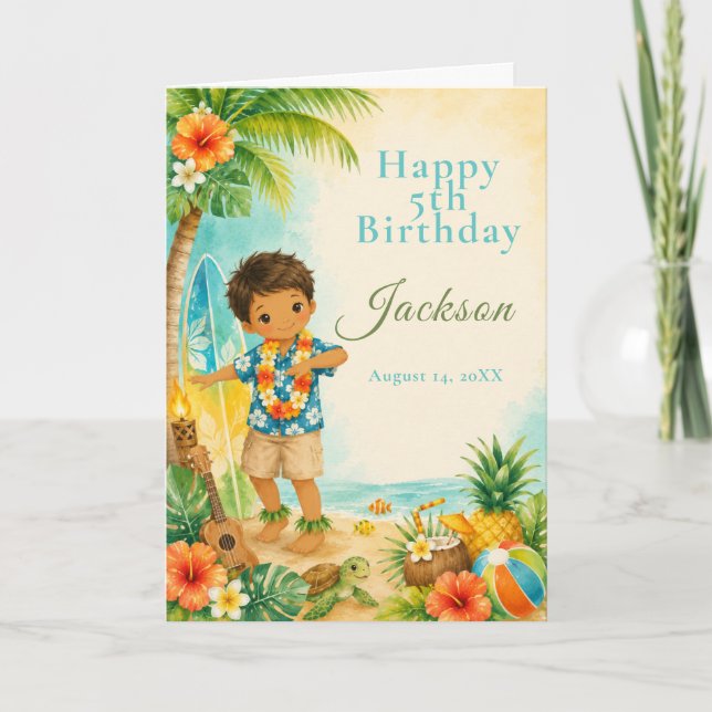 Hula Birthday Party Card (Front)