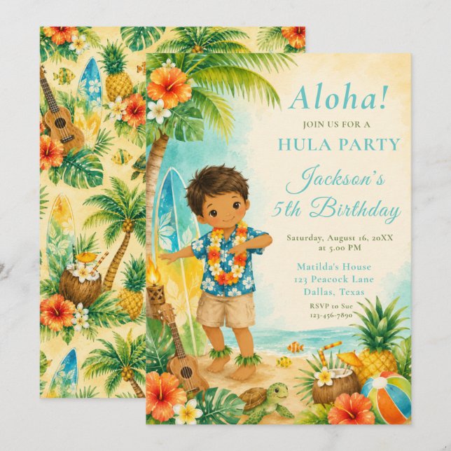 Hula Birthday Party Invitation (Front/Back)